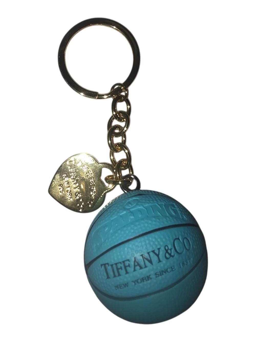 Tiffany & Co. X Spalding Basketball Keyring with Gold-Tone Hardware and Pouch